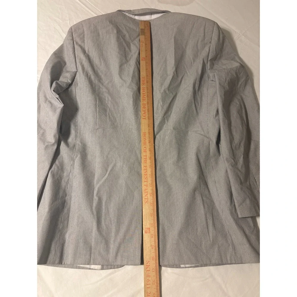 Haspel Seersucker Blazer Mens 42L Grey Striped  2-Button